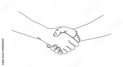 Handshake illustration, agreement, partnership, business deal, trust, cooperation, friendship