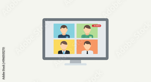 Online Meeting Video Conference Call Screen with Four Participants