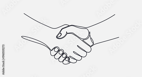 Handshake Line Art: Business Agreement, Partnership, and Trust Symbol