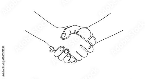 Handshake line art, agreement, partnership, business deal, trust, cooperation, handshake