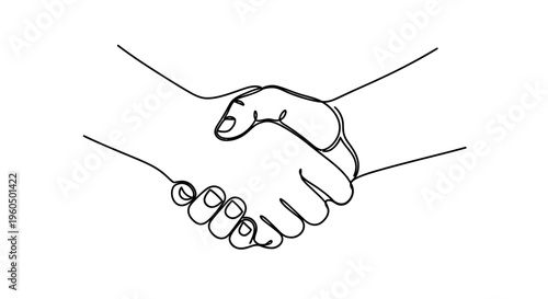 Handshake illustration, partnership and agreement concept, single line drawing