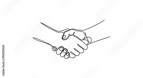 Handshake illustration, partnership and agreement concept, single line drawing