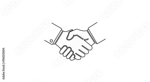 Business handshake icon, partnership agreement, deal success, teamwork, collaboration, vector illustration