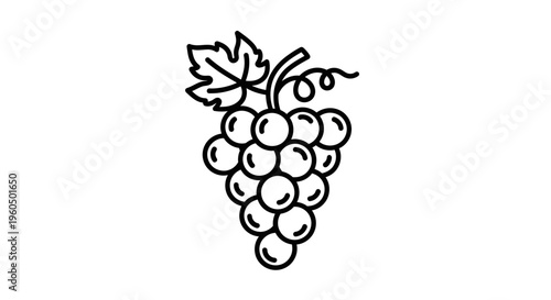 Simple Line Art Grapes Bunch Icon