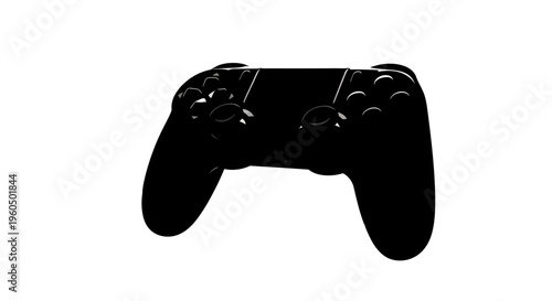 Black Video Game Controller Silhouette Isolated on White Background