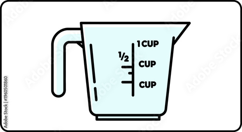 Measuring Cup with Liquid and Volume Markings for Cooking and Baking