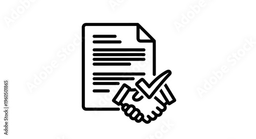 Business Agreement Contract Handshake Deal Success Check Mark Icon