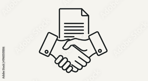 Business handshake and contract agreement, partnership deal, success, teamwork icon