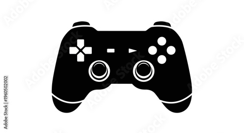 Black Video Game Controller Icon Silhouette, Modern Gaming Input Device Symbol