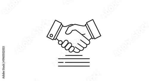 Business handshake icon, agreement and partnership concept, vector illustration