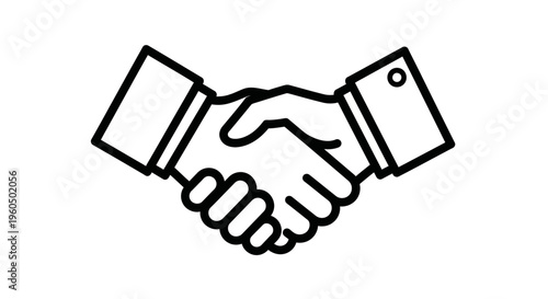 Business handshake icon, partnership agreement, successful deal, cooperation concept