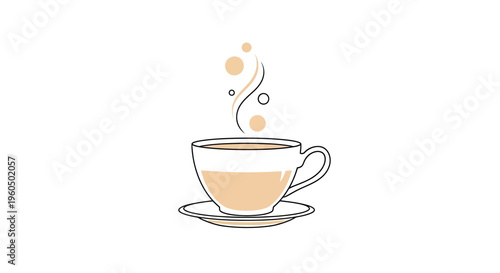 Steaming Cup of Coffee or Tea on Saucer, Hot Beverage, Morning Drink, Cozy Atmosphere
