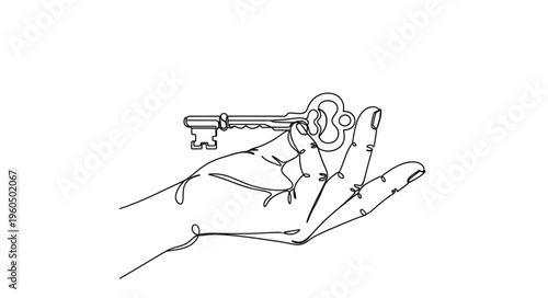 Hand holding a key.