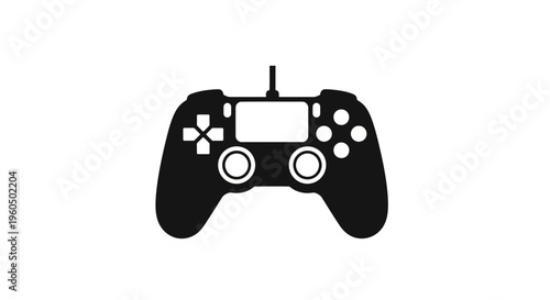 Black Video Game Controller Icon, Modern Gaming Input Device, Digital Entertainment Symbol