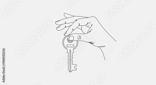 Hand Holding a Large Key.
