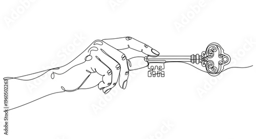 Hand Holding a Large Key.