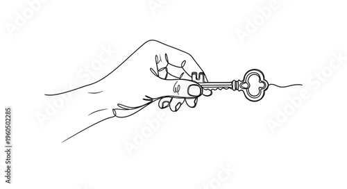 Hand Holding a Large Key.