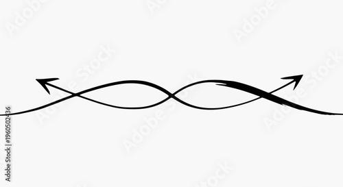 Abstract Wavy Lines with Arrows, Intersecting Curves, Flowing Motion, Directional Arrows