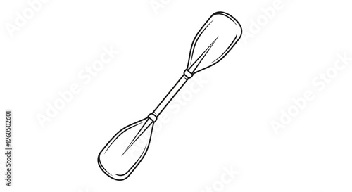 Kayak Paddle Outline Drawing - Simple Line Art Illustration of a Double-Bladed Oar