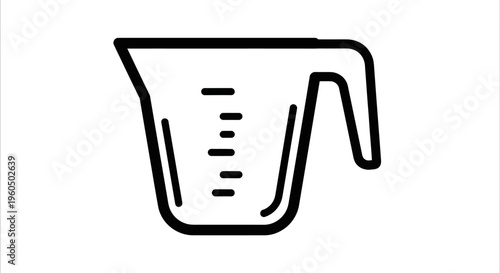 Measuring Cup Icon Line Art Black and White Simple Kitchen Utensil