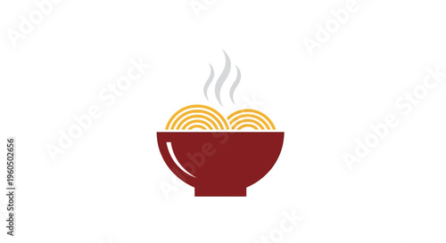 Steaming Bowl of Noodles Icon: Hot Food, Asian Cuisine, Comfort Meal