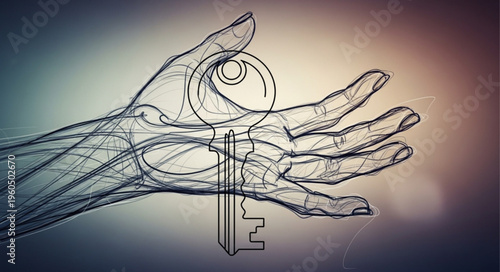 Hand Holding a Large Key.