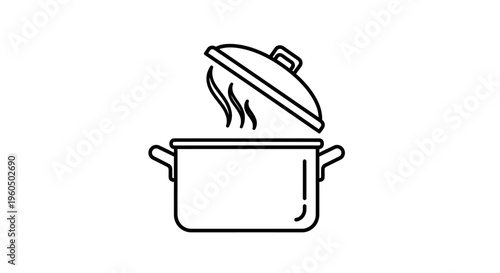 Steaming Pot Icon: Cooking, Food Preparation, and Kitchenware Symbol