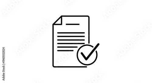Document with Check Mark Icon: Approved, Verified, Confirmed, Success, Task Completion