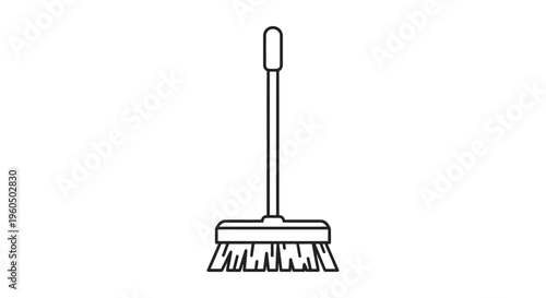 Simple Line Drawing of a Broom for Cleaning and Housekeeping