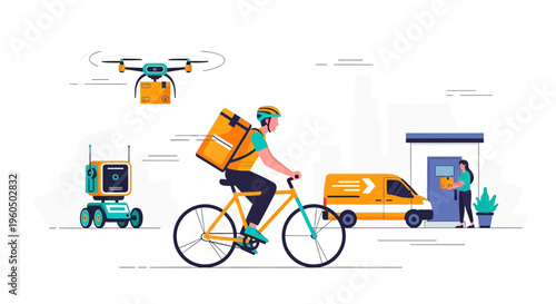 Future Delivery Services: Drone, Robot, Bicycle Courier, and Van