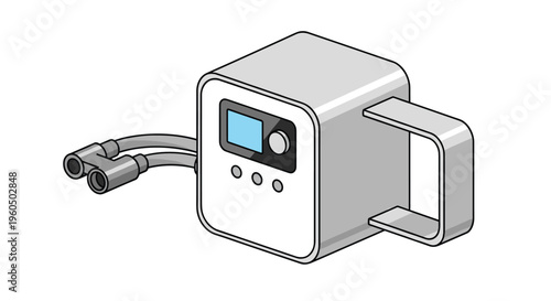 Portable medical diagnostic device featuring a digital display screen control knob and dual connector cables for clinical monitoring.