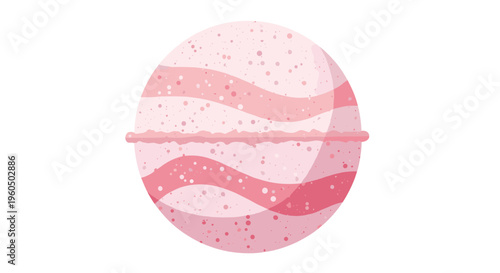 Pink and white swirled bath bomb illustration featuring a textured spherical design for spa and self-care aromatherapy concepts.