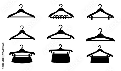 Clothes hanger equipment icons wardrobe vector illustration set