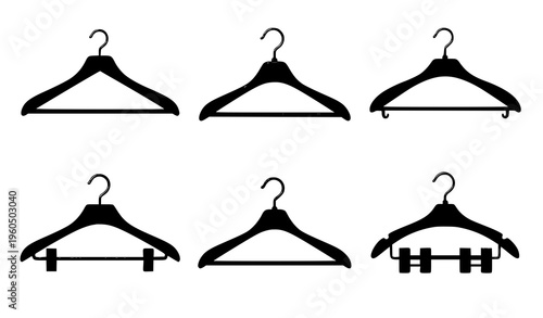 Wardrobe clothing hanger cartoon vector accessory set