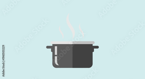 Steaming Pot on Light Blue Background - Cooking Concept