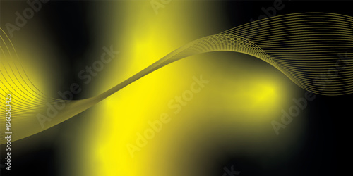 Bright yellow and black gradient light waves rising smoothly from a dark shadowed base over a grainy textured background with gentle luminous accents, modern creative banner design