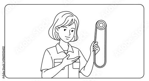 Woman holding a measuring tape, demonstrating measurement, engineering, or construction concept