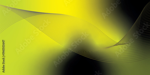 Bright yellow and black gradient light waves rising smoothly from a dark shadowed base over a grainy textured background with gentle luminous accents, modern creative banner design