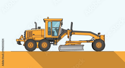 Yellow Motor Grader Equipment For Road Construction And Ground Leveling