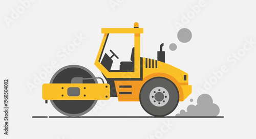 Yellow Roller Compactor Machine Illustrative Design