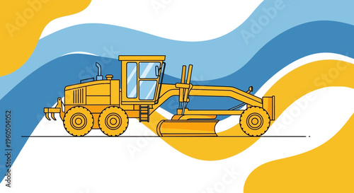 Yellow Motor Grader Machine For Road Construction And Leveling Work