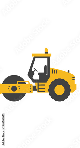 Yellow Roller Machine For Road Construction Work And Paving Projects