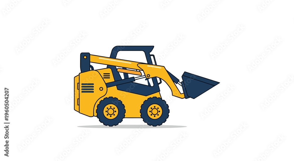 Naklejka premium Yellow Skid Steer Loader With Blue Bucket Ready For Work