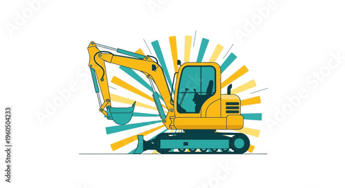 Yellow Excavator Machine Ready For Construction Work