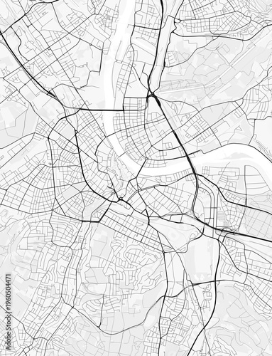 Basel City Map. Minimalist black and white line art poster for printing, wallpaper, wall art, and map resources for home and office decor.