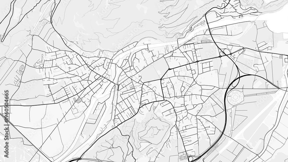 Naklejka premium Interlaken City Map. Minimalist black and white line art poster for printing, wallpaper, wall art, and map resources for home and office decor.