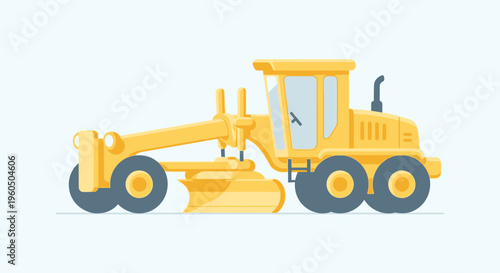 Yellow Grader Machine Vehicle Construction Equipment Illustration