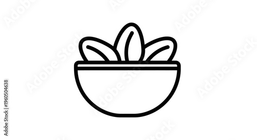 Healthy Salad Bowl Icon: Fresh Greens, Simple Line Art, Healthy Eating Concept