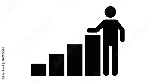 Person climbing stairs, representing career growth, success, and personal development