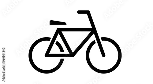 Simple black bicycle icon on white background, minimalist vector illustration